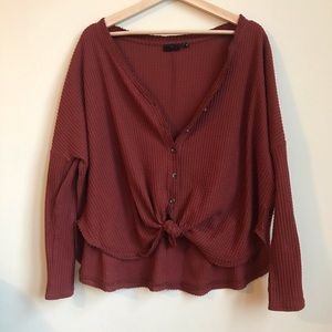 Out front under urban outfitters red thermal top